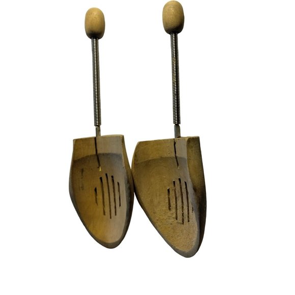 Vintage Wooden Shoe Tree Stretcher Adjustable Spring Handle Mens Large Germany - Picture 2 of 6